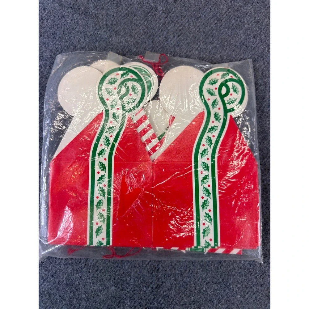 Vintage Christmas Gift Tags Favor Boxes Red Green Vintage Style 12pc MCM‎